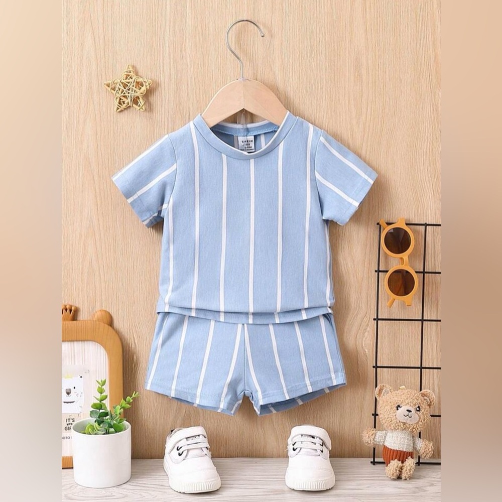 NWT- Baby Boy Striped Print Tee & Shorts